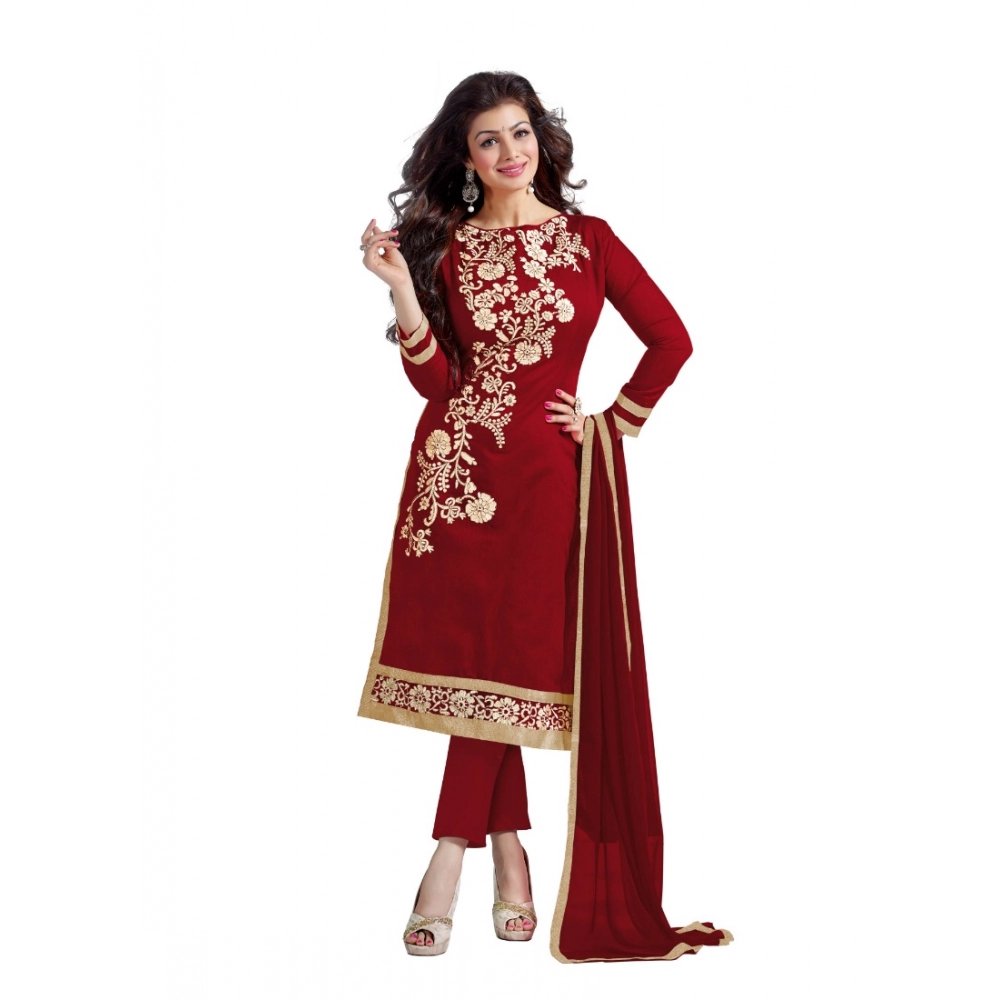 50992574062_d41aff9f78_o_d-1000x1000-1.webp Women's Chanderi Unstitched Salwar Suit-Material With Dupatta (Maroon,2 Mtrs) - Image 1