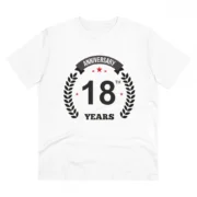 Men's PC Cotton 18th Anniversary Printed T Shirt (Color: White, Thread Count: 180GSM)