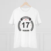 Men's PC Cotton 17th Anniversary Printed T Shirt (Color: White, Thread Count: 180GSM) - Image 3