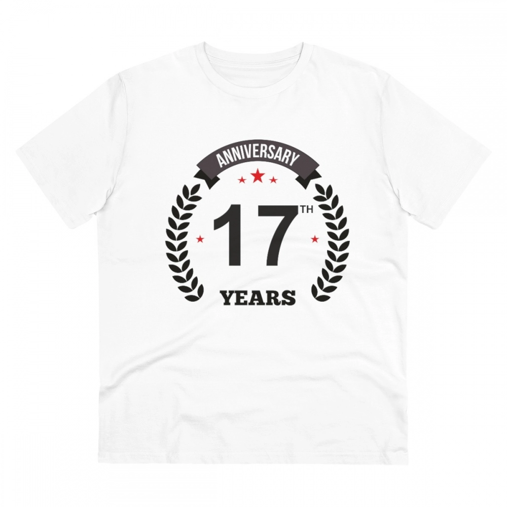 52054964522_0eca66c2f0_o_d-1000x1000-1.webp Men's PC Cotton 17th Anniversary Printed T Shirt (Color: White, Thread Count: 180GSM) - Image 1