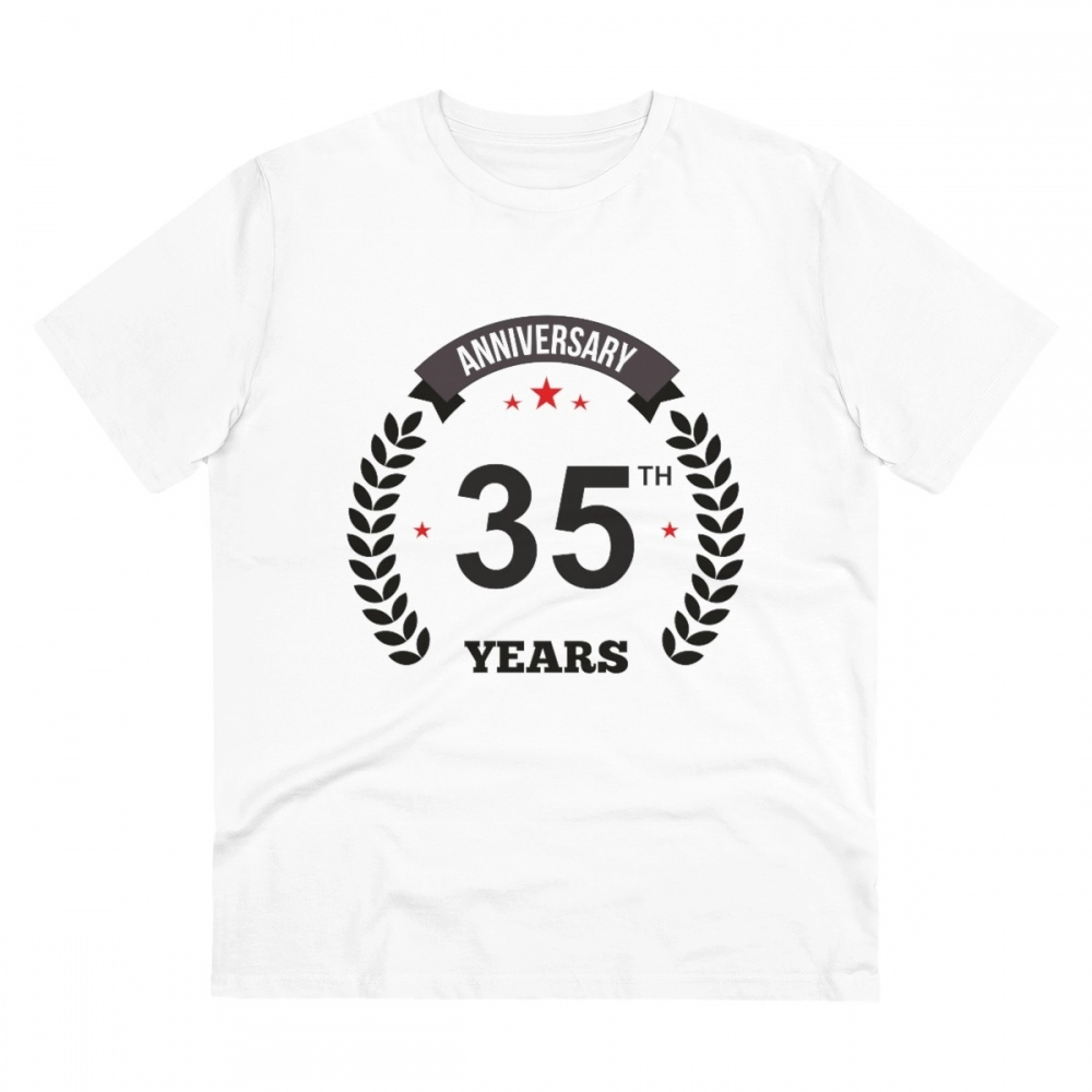 52054971767_10bbec599d_o_d-1000x1000-1.webp Men's PC Cotton 35th Anniversary Printed T Shirt (Color: White, Thread Count: 180GSM) - Image 1