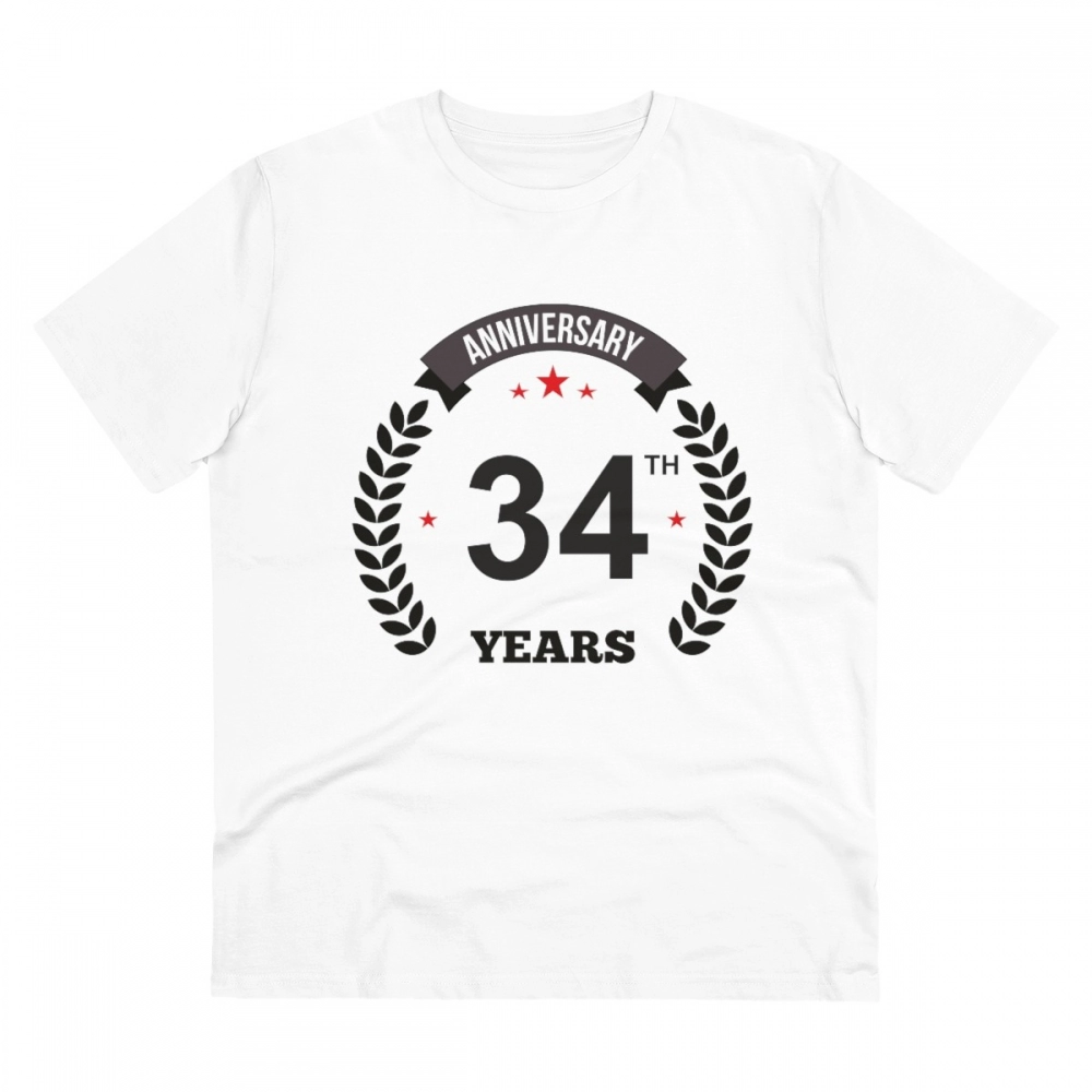 52054972652_3fa76128b4_o_d-1000x1000-1.webp Men's PC Cotton 34th Anniversary Printed T Shirt (Color: White, Thread Count: 180GSM) - Image 1