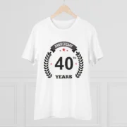 Men's PC Cotton 40th Anniversary Printed T Shirt (Color: White, Thread Count: 180GSM) - Image 3