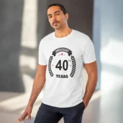 Men's PC Cotton 40th Anniversary Printed T Shirt (Color: White, Thread Count: 180GSM) - Image 6