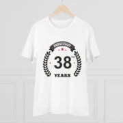 Men's PC Cotton 38th Anniversary Printed T Shirt (Color: White, Thread Count: 180GSM) - Image 3