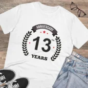 Men's PC Cotton 13th Anniversary Printed T Shirt (Color: White, Thread Count: 180GSM) - Image 4