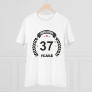 Men's PC Cotton 37th Anniversary Printed T Shirt (Color: White, Thread Count: 180GSM) - Image 3