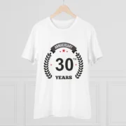 Men's PC Cotton 30th Anniversary Printed T Shirt (Color: White, Thread Count: 180GSM) - Image 3