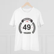 Men's PC Cotton 49th Anniversary Printed T Shirt (Color: White, Thread Count: 180GSM) - Image 3