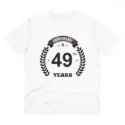 Men's PC Cotton 49th Anniversary Printed T Shirt (Color: White, Thread Count: 180GSM)