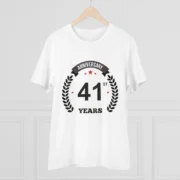 Men's PC Cotton 41st Anniversary Printed T Shirt (Color: White, Thread Count: 180GSM) - Image 3