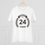 Men's PC Cotton 24th Anniversary Printed T Shirt (Color: White, Thread Count: 180GSM) - Image 3