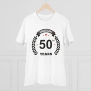 Men's PC Cotton 50th Anniversary Printed T Shirt (Color: White, Thread Count: 180GSM) - Image 3
