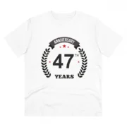 Men's PC Cotton 47th Anniversary Printed T Shirt (Color: White, Thread Count: 180GSM)