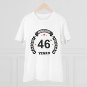 Men's PC Cotton 46th Anniversary Printed T Shirt (Color: White, Thread Count: 180GSM) - Image 3