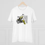 Men's PC Cotton Bike Ride Design Printed T Shirt (Color: White, Thread Count: 180GSM) - Image 3