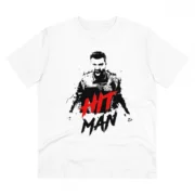 Men's PC Cotton Cricket Design Printed T Shirt (Color: White, Thread Count: 180GSM)