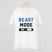 Men's PC Cotton Beast Mode On Printed T Shirt (Color: White, Thread Count: 180GSM) - Image 3