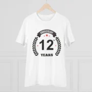 Men's PC Cotton 12th Anniversary Printed T Shirt (Color: White, Thread Count: 180GSM) - Image 3