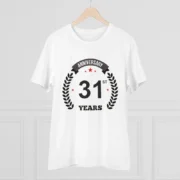 Men's PC Cotton 31st Anniversary Printed T Shirt (Color: White, Thread Count: 180GSM) - Image 3