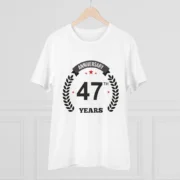 Men's PC Cotton 47th Anniversary Printed T Shirt (Color: White, Thread Count: 180GSM) - Image 3