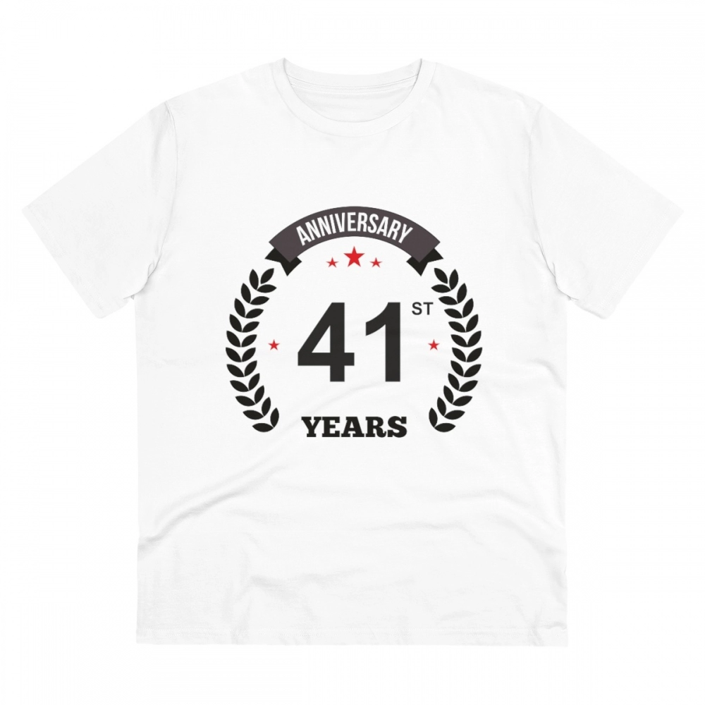 52056263179_755f76a20e_o_d-1000x1000-1.webp Men's PC Cotton 41st Anniversary Printed T Shirt (Color: White, Thread Count: 180GSM) - Image 1