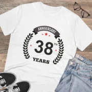 Men's PC Cotton 38th Anniversary Printed T Shirt (Color: White, Thread Count: 180GSM) - Image 4
