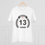 Men's PC Cotton 13th Anniversary Printed T Shirt (Color: White, Thread Count: 180GSM) - Image 3