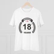 Men's PC Cotton 18th Anniversary Printed T Shirt (Color: White, Thread Count: 180GSM) - Image 3