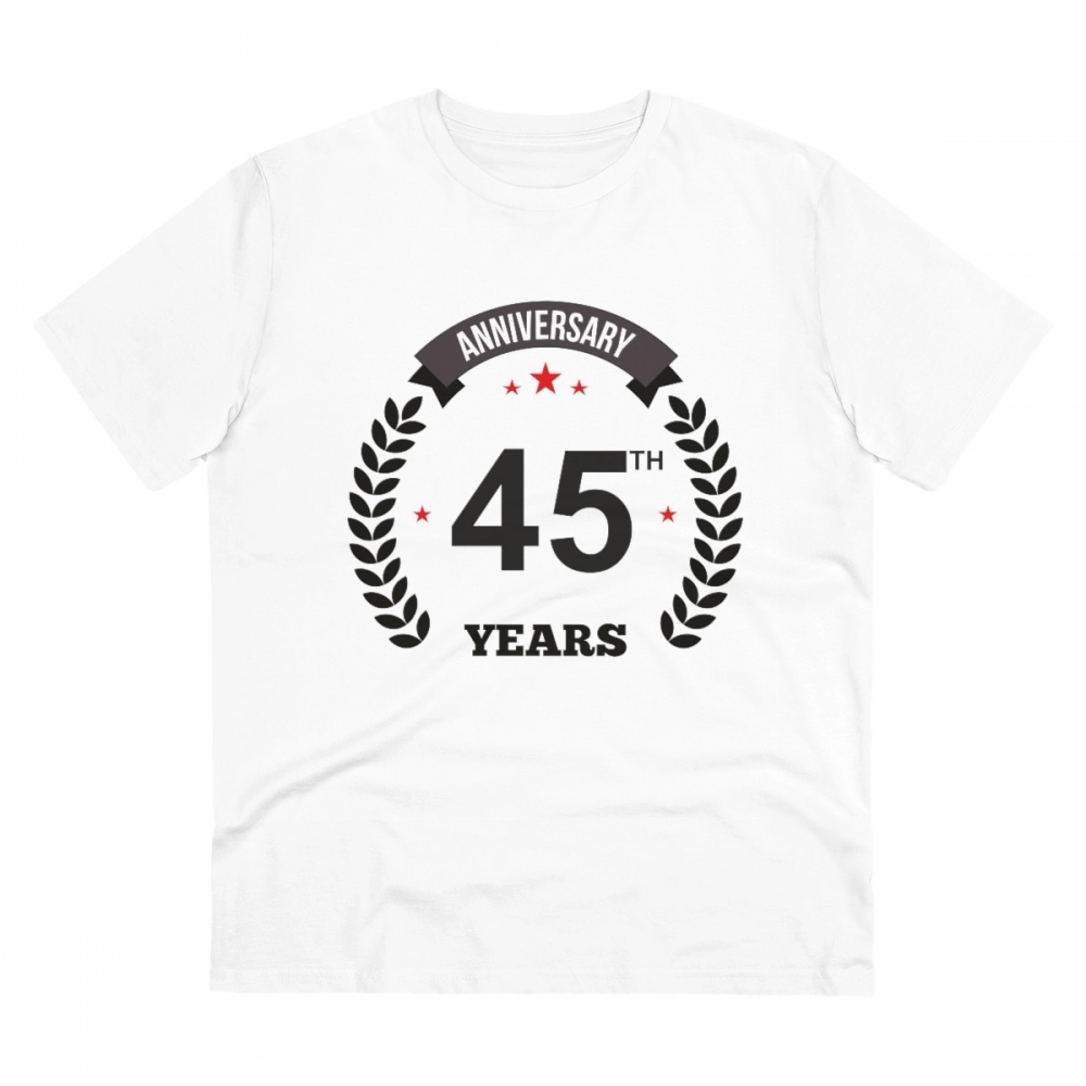 52056515460_d1325b9bc0_o_d-1000x1000-1.webp Men's PC Cotton 45th Anniversary Printed T Shirt (Color: White, Thread Count: 180GSM) - Image 1