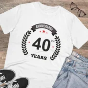 Men's PC Cotton 40th Anniversary Printed T Shirt (Color: White, Thread Count: 180GSM) - Image 4