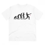 Men's PC Cotton Cricket Design Printed T Shirt (Color: White, Thread Count: 180GSM)