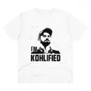 Men's PC Cotton Cricket Design Printed T Shirt (Color: White, Thread Count: 180GSM)