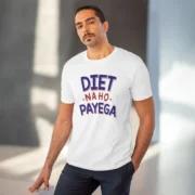 Men's PC Cotton Diet Na Ho Payega Printed T Shirt (Color: White, Thread Count: 180GSM) - Image 6