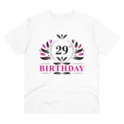 Men's PC Cotton 29th Birthday Printed T Shirt (Color: White, Thread Count: 180GSM)