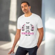 Men's PC Cotton 38th Birthday Printed T Shirt (Color: White, Thread Count: 180GSM) - Image 6