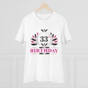 Men's PC Cotton 33rd Birthday Printed T Shirt (Color: White, Thread Count: 180GSM) - Image 3