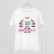 Men's PC Cotton 53rd Birthday Printed T Shirt (Color: White, Thread Count: 180GSM) - Image 3