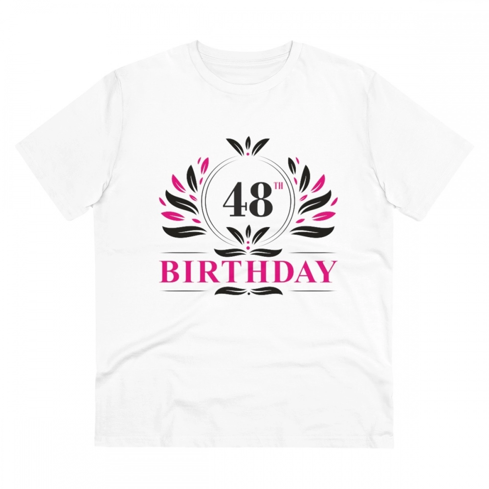 52059860037_44e8520bf5_o_d-1000x1000-1.webp Men's PC Cotton 48th Birthday Printed T Shirt (Color: White, Thread Count: 180GSM) - Image 1