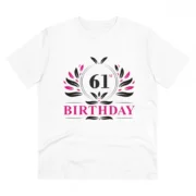 Men's PC Cotton 61st Birthday Printed T Shirt (Color: White, Thread Count: 180GSM)