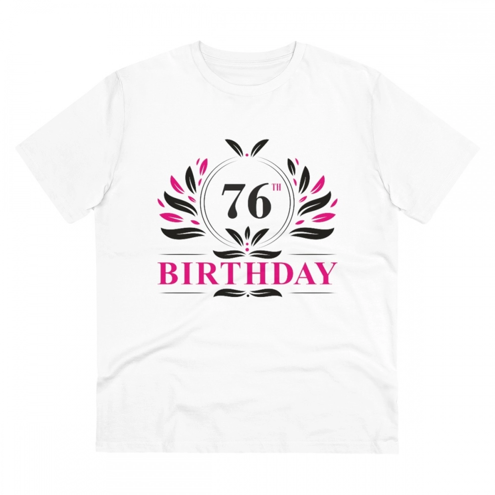 52059864062_f7524b452b_o_d-1000x1000-1.webp Men's PC Cotton 76th Birthday Printed T Shirt (Color: White, Thread Count: 180GSM) - Image 1