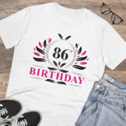Men's PC Cotton 86th Birthday Printed T Shirt (Color: White, Thread Count: 180GSM) - Image 4
