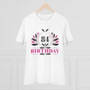 Men's PC Cotton 84th Birthday Printed T Shirt (Color: White, Thread Count: 180GSM) - Image 3