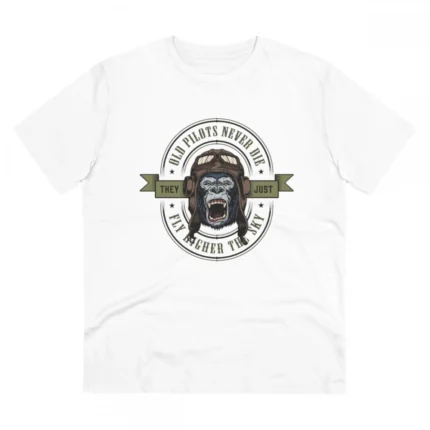 Men's PC Cotton Gorila Desing Printed T Shirt (Color: White, Thread Count: 180GSM)