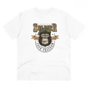 Men's PC Cotton Gorila Desing Printed T Shirt (Color: White, Thread Count: 180GSM)