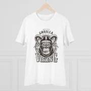 Men's PC Cotton Gorila Desing Printed T Shirt (Color: White, Thread Count: 180GSM) - Image 3