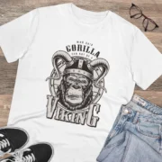 Men's PC Cotton Gorila Desing Printed T Shirt (Color: White, Thread Count: 180GSM) - Image 4