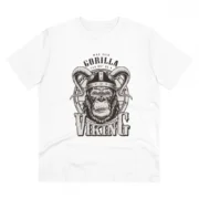 Men's PC Cotton Gorila Desing Printed T Shirt (Color: White, Thread Count: 180GSM)