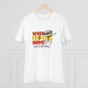 Men's PC Cotton Work From Home Desing Printed T Shirt (Color: White, Thread Count: 180GSM) - Image 3