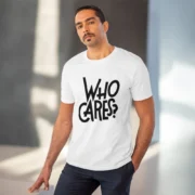 Men's PC Cotton Who Cares Printed T Shirt (Color: White, Thread Count: 180GSM) - Image 6